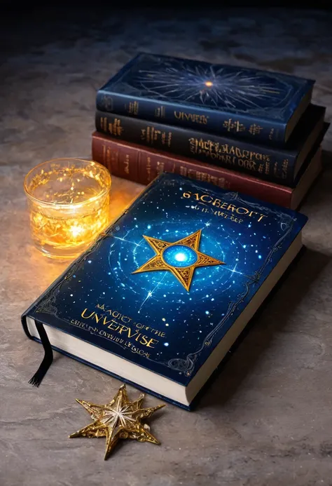 a book with a star on it and a book cover, march, magic book, ridley scott universe, with book of science, secret, rob mcnaughton, magic, universe, birth of the universe, universe life significance, fantasy book cover, comic book cover, marvel universe, ho...