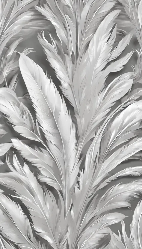 Feather-shaped，Flat style， abstract artistic，Graphic design. Renaissance, Oil painting, 2D canvas, highly detailed, Classic paint, White Monochrome, crystals, opulent, lap, gothic ornament, Graphic design. Logo Design