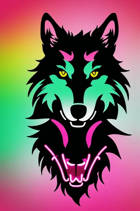 Logo of wolves f.c neon pink color and neon green background with neon black