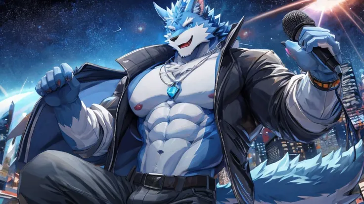 bynamic angle,depth of field, motion blur, absurdres,looking at viewer, (best quality), (masterpiece), (ultra detailed),(detailed eyes),sharp focus,manga,anthro male Blue Dragon,(muscular),Huge body chest , own pet kitty ,sky blue eyes,handsome jacket blue...