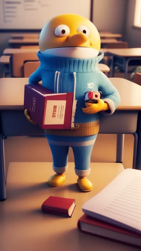 a close up of a cartoon character holding a book in a classroom, by jeonseok lee, librarian, nerdy, by Goro Fujita, cute cartoon character, by Jang Seung-eop, pixar cute character design, with book of science, the librarian, studious, animation style rende...