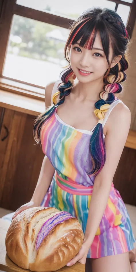 Fluid organization:1.6), 本当に野生の髪を持つ一人のbeautiful女の子, (Colorful wavy hair:1.2),( Two long braids:1.2), (Long wild hair:1.2), (Multicolored Hair: 1.9),可愛いsmile
パン屋販売スタッフ、(((Low - Angle:1.4)))、((One hand raised))、((She is wearing a colorful and pop blouse and ...