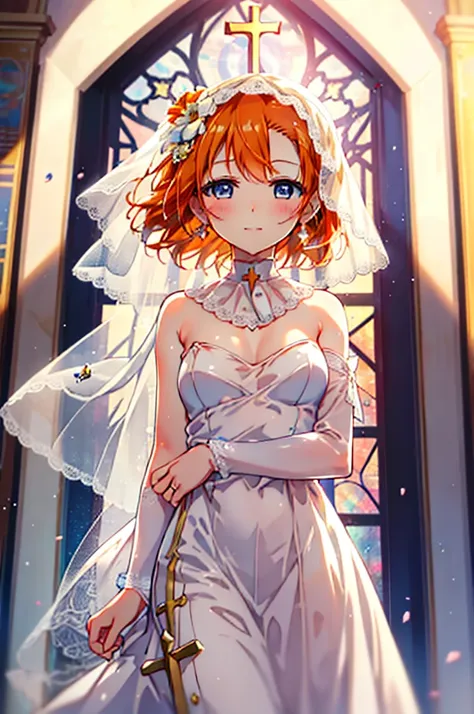 highest quality, masterpiece, high resolution, alone, {honoka takasaka　lovelive:1.15}, blue eyes, orange hair, ,blush,happy smil...