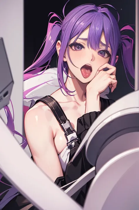 {Highest quality}{Masterpiece}{{Highest quality}}
アニメ,sweat
rolling eyes, open mouth, tongue out purple hair twintails beautiful girl naked
{{cum on face}}
{Bukkake}
Facial Ahegao Double Peace Slender