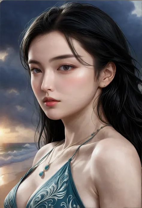 ((Masterpieces with up to 16K resolution:1.6)),Highest quality,it is really amazing,Very detailed,Ultra-high resolution,(Real:1.5),(Realistic:1.5),Increased depth of field,Cinematic Light,
Elegant mature woman,
Long black hair,(Exquisitely detailed face:1....