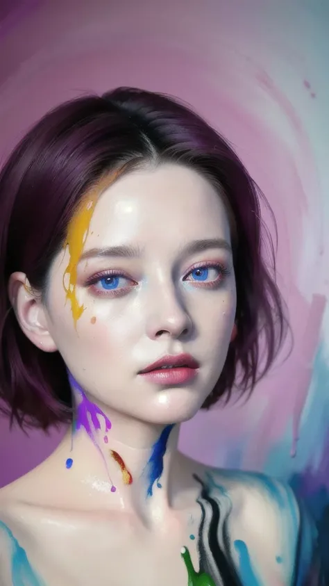 Android Beauty, Powerful paintings inspired by Francis Bacon, Ultra-realistic surrealism, Hyperrealism, fear, art, hyper real painting, Realistic illustration painting, Colorful hyperrealism, Hyper-realistic digital art