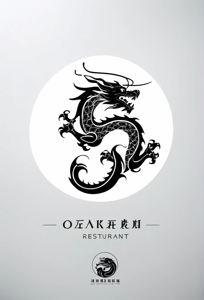 Luxury Japanese restaurant logo

A black dragon swirling and painted with a brush

White and black only

Pretty cool
chic and modern design

White background