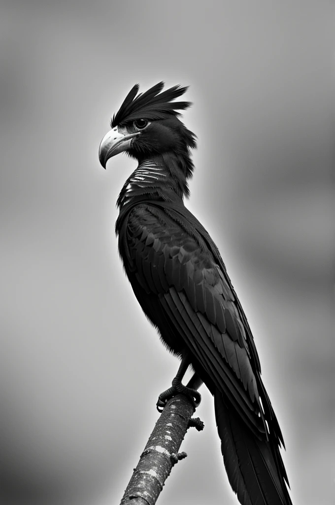 A quetzal in black and white 