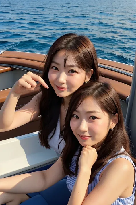 An arafi woman sitting on a boat with her hand on her chin, Chiho, Yoshitomo Nara, Another close up of Iwakura, narumi kakinouchi, iwakura lain, Ayaka, harumi, yasumoto oka, Cute girl - well-groomed face, sayori, Chiho ashima