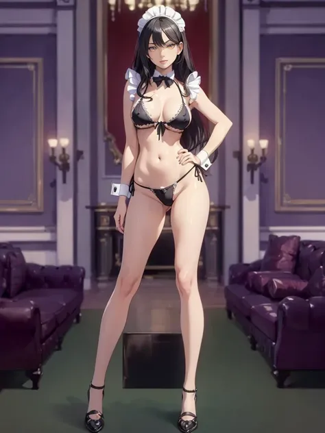 ((1girl, solo)), mature female, beautiful body, (perfect anatomy, perfect body, perfect hands, perfect legs), nice hands, natural proportions, sexy body, (large breasts:1.3), standing, hand on hip, full body BREAK 

((extremely detailed face)), (yellow eye...