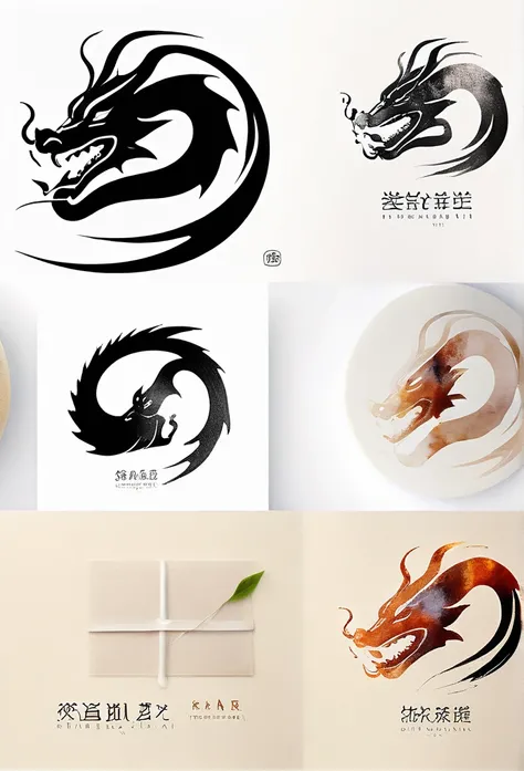 Luxury Japanese restaurant logo

watercolor style

A black dragon swirling and painted with a brush

White and black only

Pretty cool
chic and modern design

White background