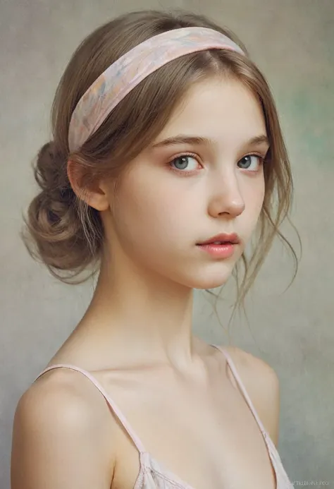 (кинематографическое фfromо:1.3) from (фfromо до бедер:1.3),(skinny:1.3) beautiful 12 year old girl, (complex light brown hair),...