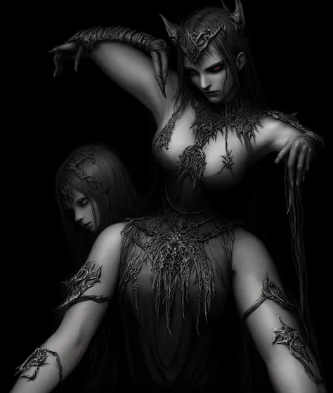 dark fantasy style, carefully preserves every character trait