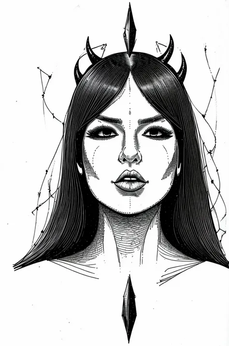 pensketch_style, ink sketch, ((masterpiece, best quality)), close-up portrait, a woman removing a demon mask, horror, horror, 2d...