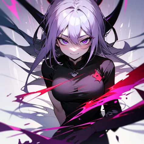 High resolution、Sexy Devil！Appearing from the Demon World！The eyes are sharp、A demon that devours people&#39;s souls。
He has a suspicious smile。
Around her、Many souls are floating。
Overall purple、green、In black color