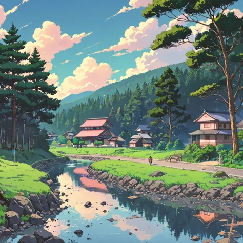 (((park by the river))), ((anime:1.4,illustration)),(masterpiece, top quality, best quality),(ultra-detailed, absolutely resolution),((16k, high res)). BREAK {lofi art, style of Laurie Greasley, style of Makoto Shinkai, anime aesthetic}