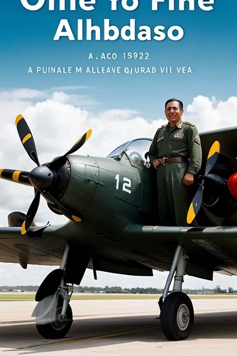 A book cover with the title "one more flight" On that cover I want you to put José Abelardo Quiñones González, He is a man who flies in a war plane like the one in 1941 in Peru 