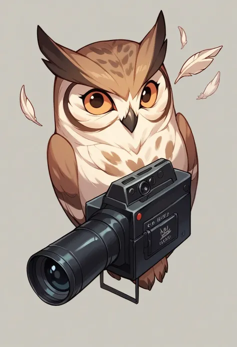 A owl danger bird, white feather, with camera