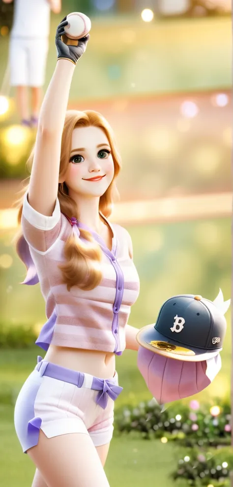 barbie doll holding a baseball bat and a baseball cap, render of april, render of a cute 3d anime girl, anime styled 3d, 3d anime girl, smooth anime cg art, realistic artstyle, photorealistic artstyle, realistic anime 3 d style, cute artwork, perfect crisp...