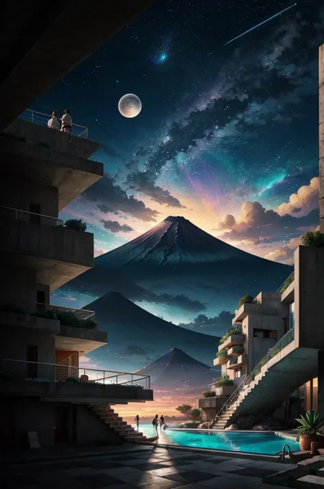 anime (best-quality:0.8), (best-quality:0.8), perfect anime illustration, weve been trying to reach you about your cars extended warranty, An illustration in collage style, with giant boulders, brutalist building sections, terraces, stairs, cacti, agave, c...