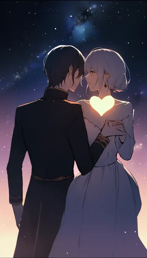 "Beyond the galaxy, a loved one resides, symbolizing the vast distance between two hearts. Despite the distance, it holds no significance as the bond remains strong. Underneath a starry sky, someone gazes up, filled with thoughts of their loved one. A glow...