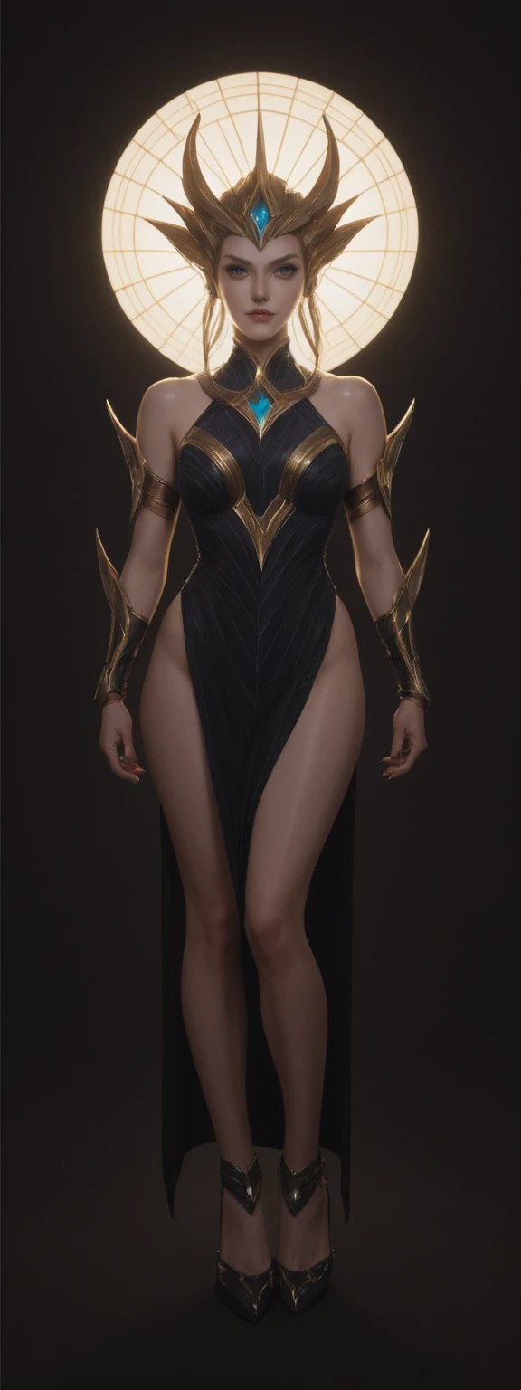 realistic, score_9, score_8_up, score_7_up, score_6_up, 
1girl, solo, from front, full body, aatrox \(league of legends\),  blac...