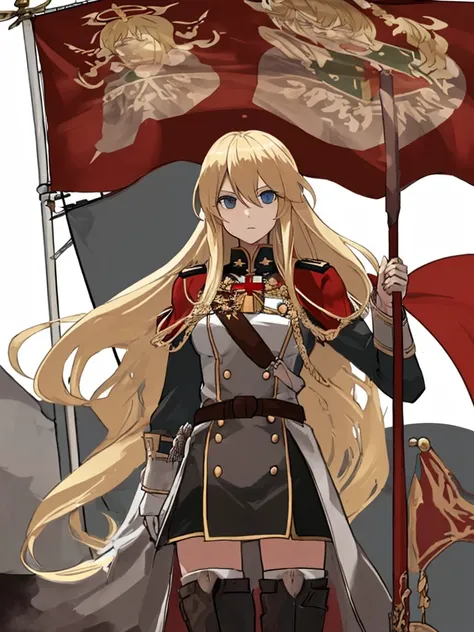 girl,blonde,long hair,bismarck,iron blood,raise a flag