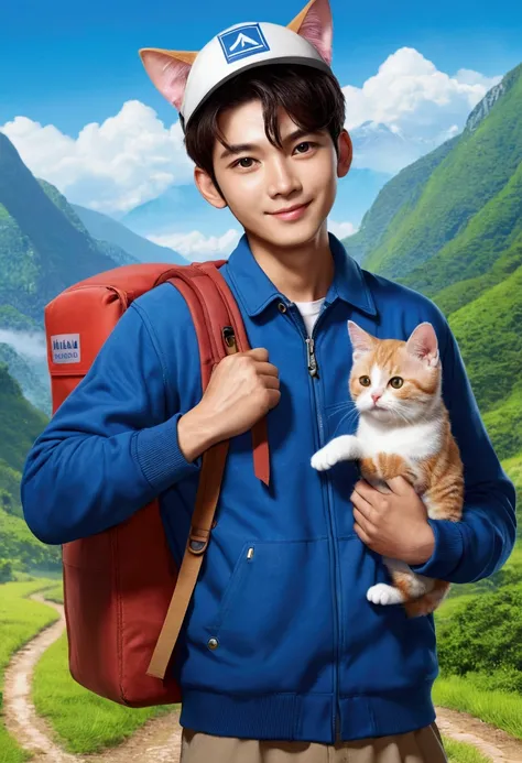 mailman、boy，Cat ear，cute、Trekking，Fresh