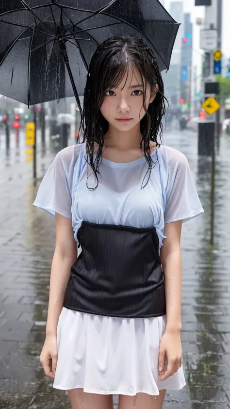 Natural image quality,１People Girls,Japanese,20-year-old,Beauty,Beautiful face,Cute face,Crying face,Sad expression,Frustrated expression,tears,Short-sleeved summer clothes,skirt,(Disheveled Hair),(Wet Hair),(Wet body),(Wet clothes),(Wet Face),The whole bo...