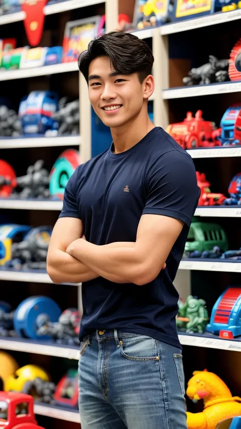 single: 1.5, (ที่TRUEแล้ว, Masterpiece, 8k HD, good light quality, sportswear, to fit the face, complicated details), A handsome Korean man with muscular arms.. , 20 years old, be happy, smile brightly, detailed face, delicate eyes, look at the sky, Wear a...