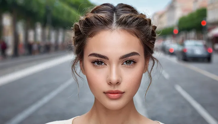 portrait, headshot photo, nice beautiful [race] [emotion] young lady, [location] ​​in the background, [faceform], [cheeks], [hairstyle], [haircolor], [lips], [makeup], thin eyebrows, [fashion], realistic skin, ultradetailed, detailed composition, symmetric...