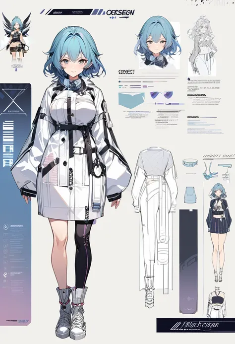 virtual character design,concept character sheet, face, modern design, 1 woman,sexy concept,