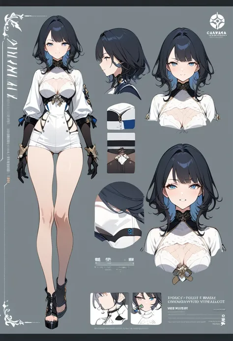 Virtual Character Design,concept character sheet, face, modern design, 1 woman,sexy concept,