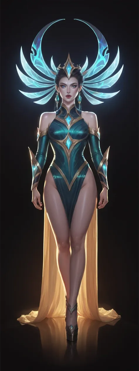 realistic, score_9, score_8_up, score_7_up, score_6_up, 
1girl, solo, from front, full body, kalista \(league of legends\),  bla...