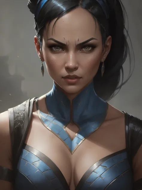 a portrait, kitana from mortal kombat, detailed, Intricate, High Detail, Sharp focus, dramatic, photorealistic painting art by greg rutkowski