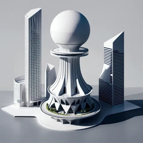 Explore the futuristic world of isometric architecture with a touch of Zahahadids iconic style. Imagine towering buildings with chaostic curves, not symmetry, organic shape,  all rendered in stunning detail.