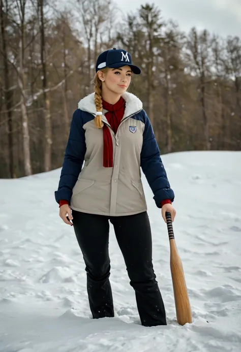 baseball player in the snow，snow，（（（romantic atmosphere）））（（（fairy tale elements）））（（（masterpiece）））， （（best quality））