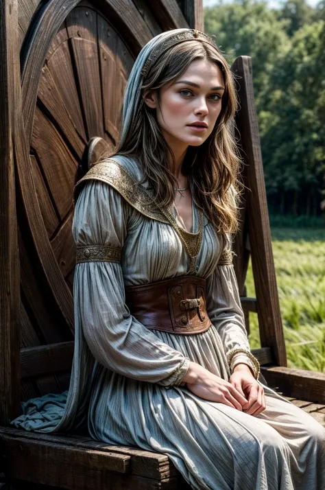 Keira Knightley,medieval times,Wheat fields, just put it on, Sitting on a water wheel, Movie scene in love and the discovery of your innocence ,and purity ,