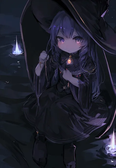 There was a little witch named Luna。She loves looking up at the night sky