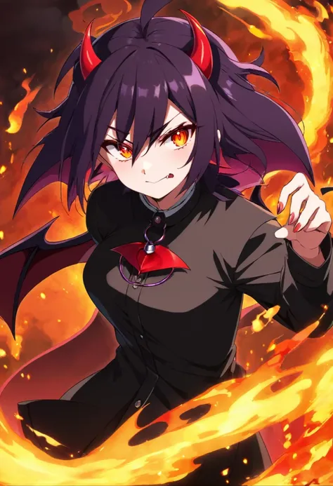 demonic demon with glowing eyes and fiery face anime