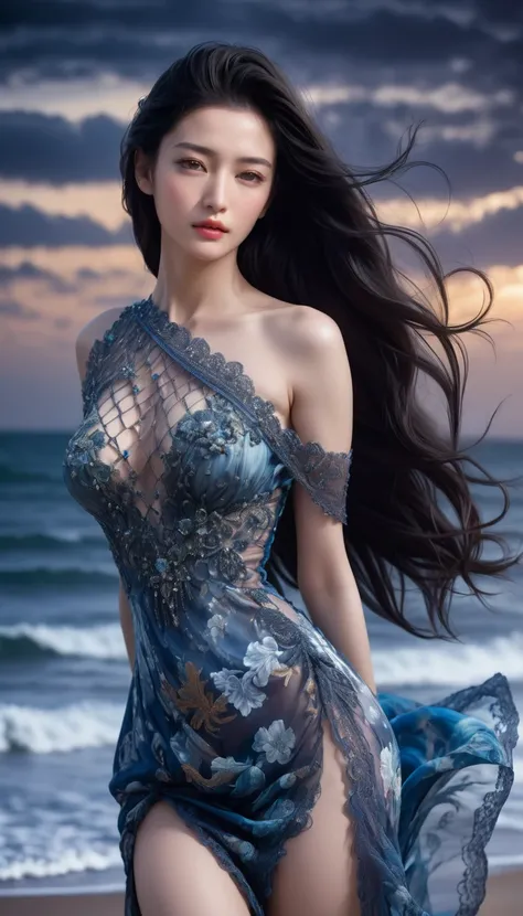 ((Masterpieces with up to 16K resolution:1.6)),Highest quality,it is really amazing,Very detailed,Ultra-high resolution,((Real:1.5)),((Realistic:1.5)),Increased depth of field,((Cinematic Light Effects:1.5)),
Elegant mature woman,
Long black hair,((Ultra-d...