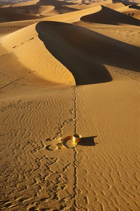 in the right hand a piece of gold and in the left hand a piece of land in the middle of the desert