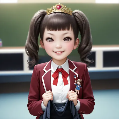 smile、idol、primary school students、chibi character、skirt lift、underwear、whole body、realistic、８k