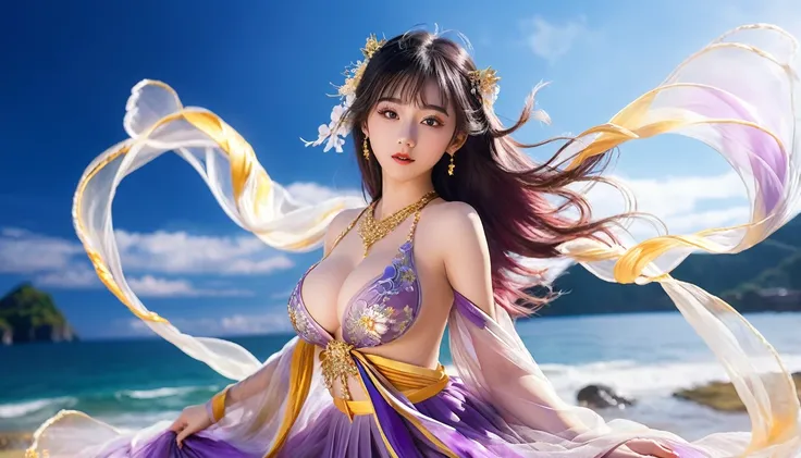 穿着纱丽的女人Strike a pose拍照, Ancient Goddess, Traditional Beauty, if, Beautiful goddess, Gorgeous role-playing, high, Beautiful young girl, Beautiful woman, 华丽Beautiful woman, Complex clothing,Chinese aesthetics, Beautiful Asian girl, Extremely detailed shot of...