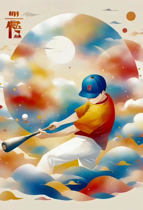 ( magazine cover:1.2), arafed baseball player swinging a bat at a ball, stylized digital illustration, baseball, 锐利的number, #史上最...