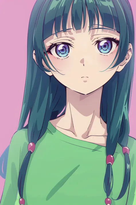 maomao,1girl,blunt bangs,green hair,long hair,blue eyes,solo,