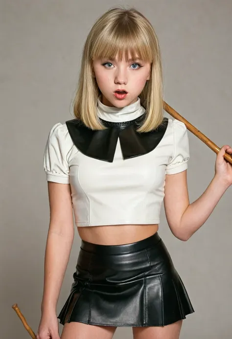 masterpiece, best quality, 14 years old girl, solo, blonde hair, looking at viewer, closed mouth, bangs, high collar,(kbxll:0.6)...