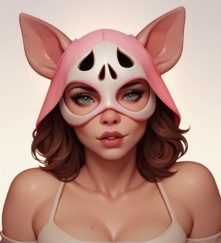 Pig masked young lady