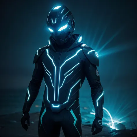 A suit that emits a soft, glowing light in various colors, allowing the hero to blend into surroundings or illuminate dark areas. It could also include bioluminescent patterns that shift based on the heros mood or energy levels.