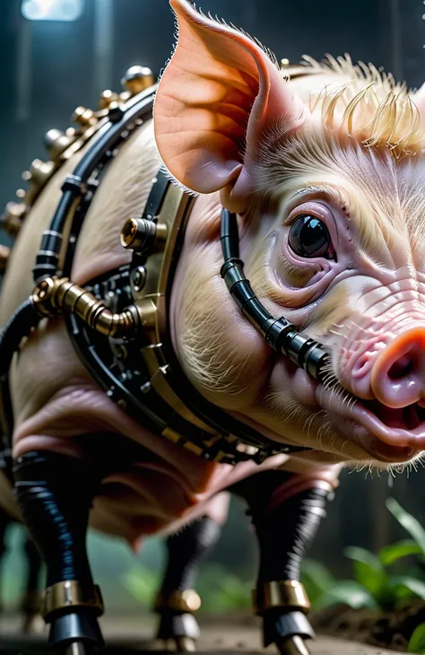 pig, Ultra-realistic close-up semi-transparent gothic exoskeleton plus science and high sharpness, Sony Alpha 7R IV, 50mm lens, debt/2.8 , 1/50th Generation , iso3200 close up ,  🥰
And fantasy , exaggeration , Surreal✨